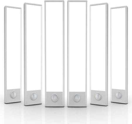 캐비닛 조명 아래 6팩 무선 32개의 LED 충전식 배터리 모션 센서 실내 마그네틱 옷장 주방용 카운터 계단 흰색 8인치 8 inch White Light