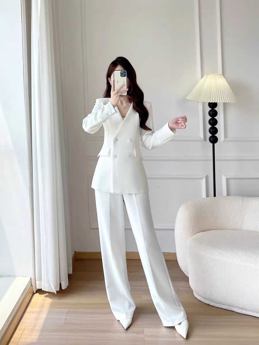 화이트 웨딩수트 투피 셀프웨딩 화보용 여성 정장세트 - 상세 이미지 3
