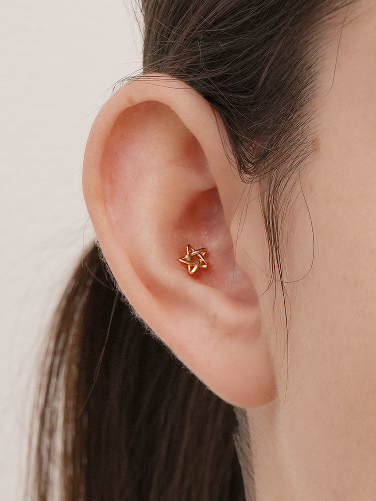 [0.8mm]14K 인터널 별 포인트 라블렛 피어싱 귀걸이 - 상세 이미지 5