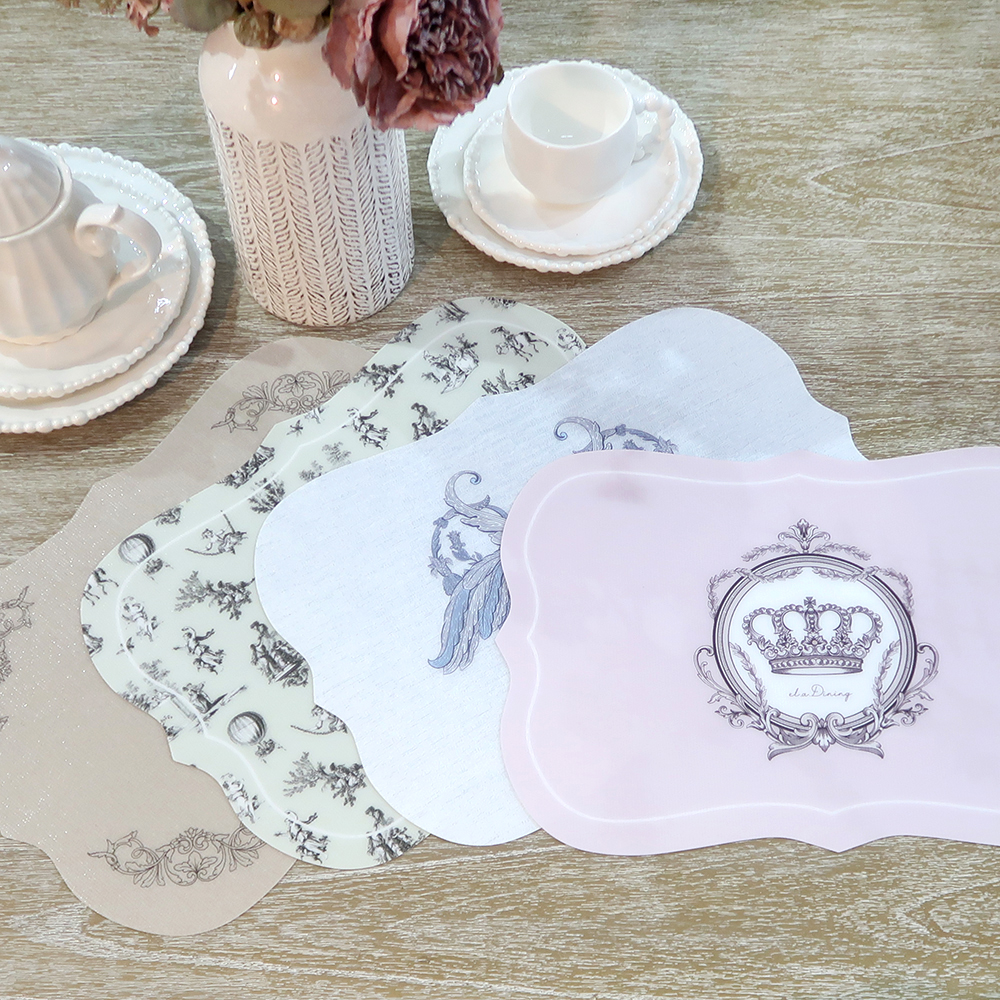 TPU 그레이스 프렌치 일러스트 테이블 매트 4종, 국내산 방수 스크래치 오염 방지 우드아뜰리에