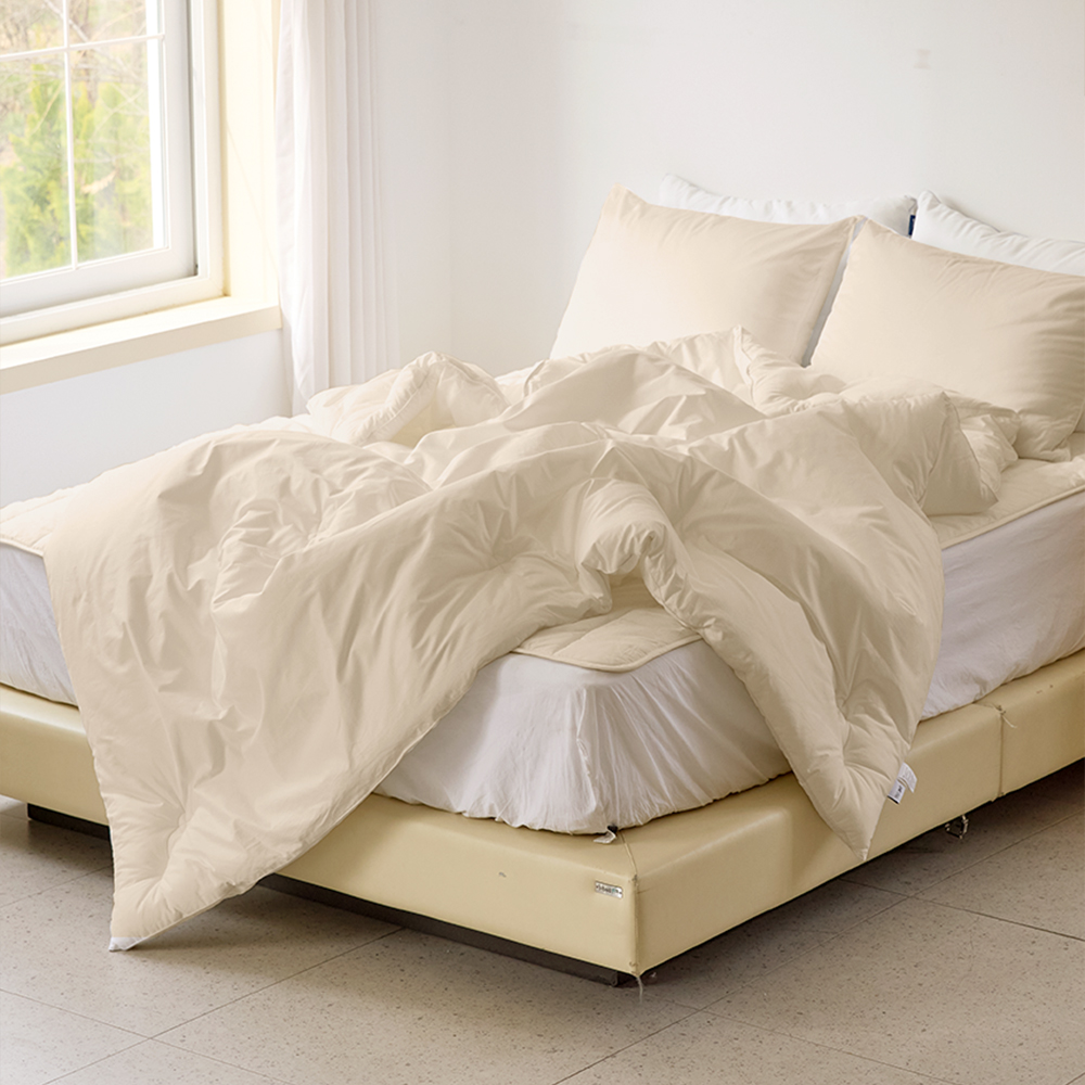 호텔 침구세트 사계절 광폭 60수 순면 패드 베개커버 이불 세트 크림피넛, 퀸/킹 (Q/K)