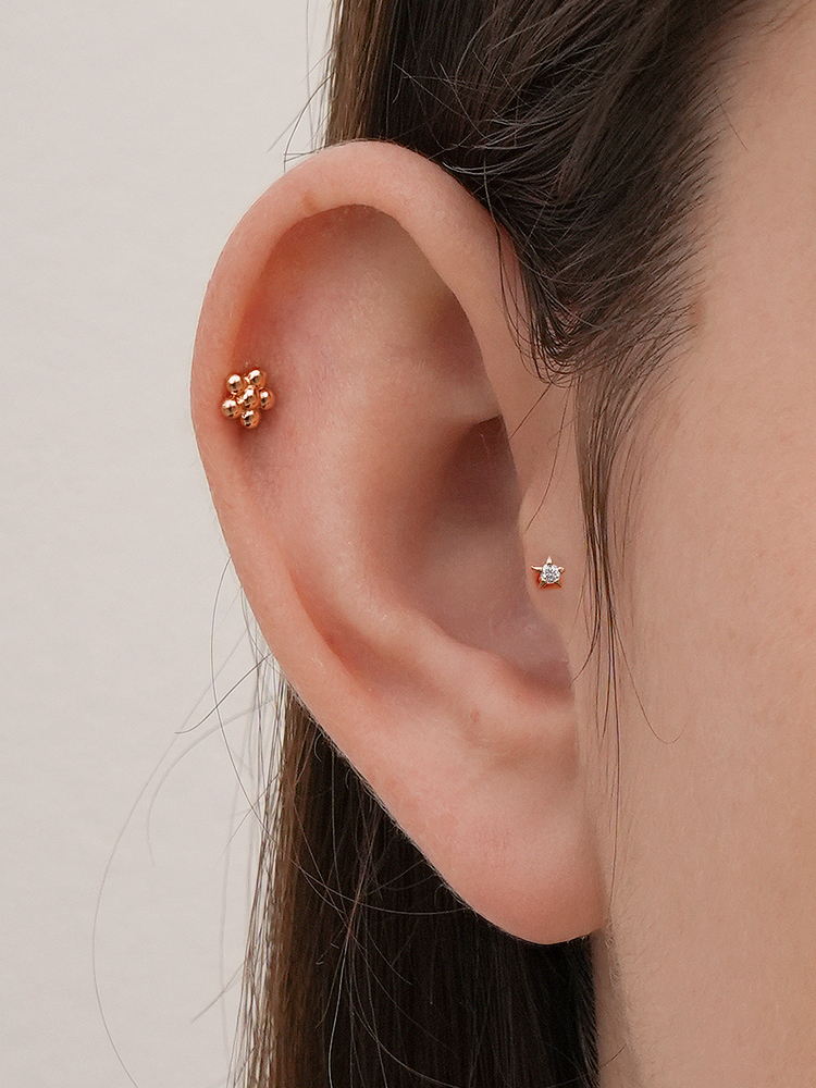 [0.8mm]14K 인터널 초미니 큐빅 별 라블렛 피어싱 귀걸이 이미지 7