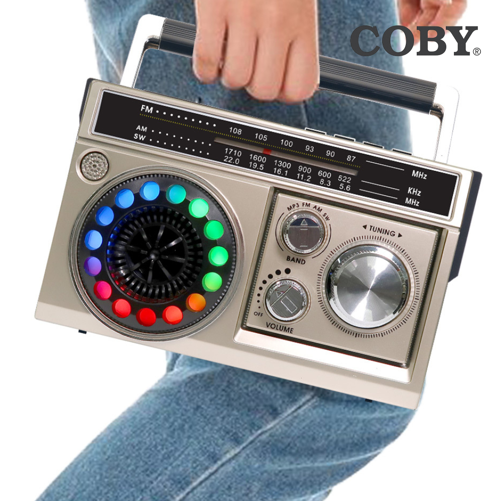 코비 COBY 디스코 라디오 블루투스 스피커 RGB라이팅 LED손전등 FM AM SW USB TF카드 CRF30B - 상품 이미지