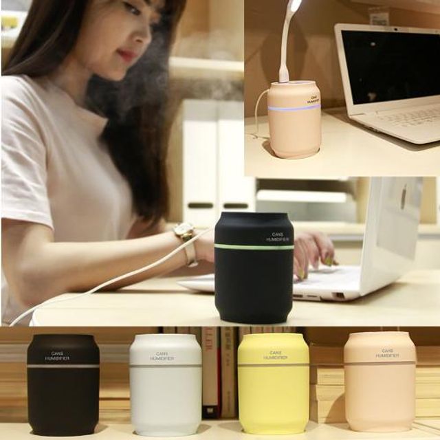 디자인캔 가습기 탁상용 사무실용 LED무드등 USB가습기 가18500원이상 하세요 캔가습기 블랙 - 상품 이미지