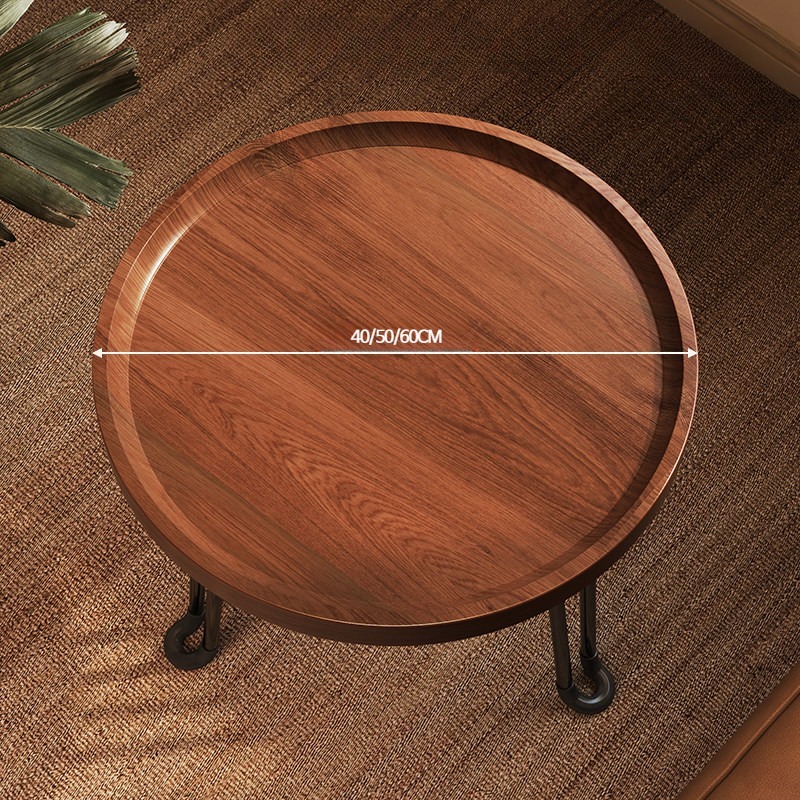 모브릭 호두나무 원형 접이식 테이블 우드 미니 트레이 선반 1_호두나무색 37x40 경제형