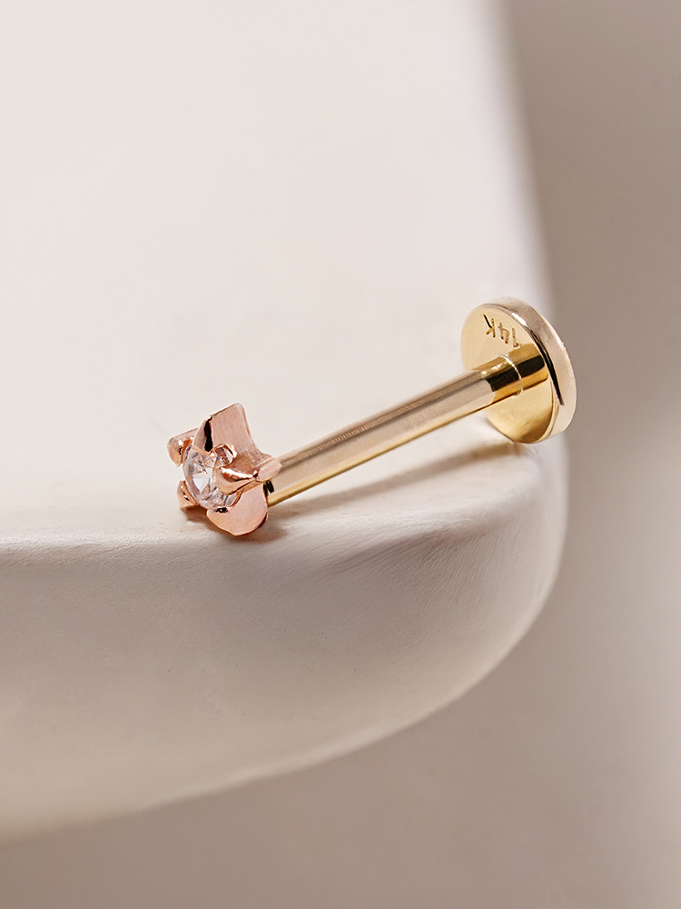 [0.8mm]14K 인터널 초미니 큐빅 별 라블렛 피어싱 귀걸이 이미지 8