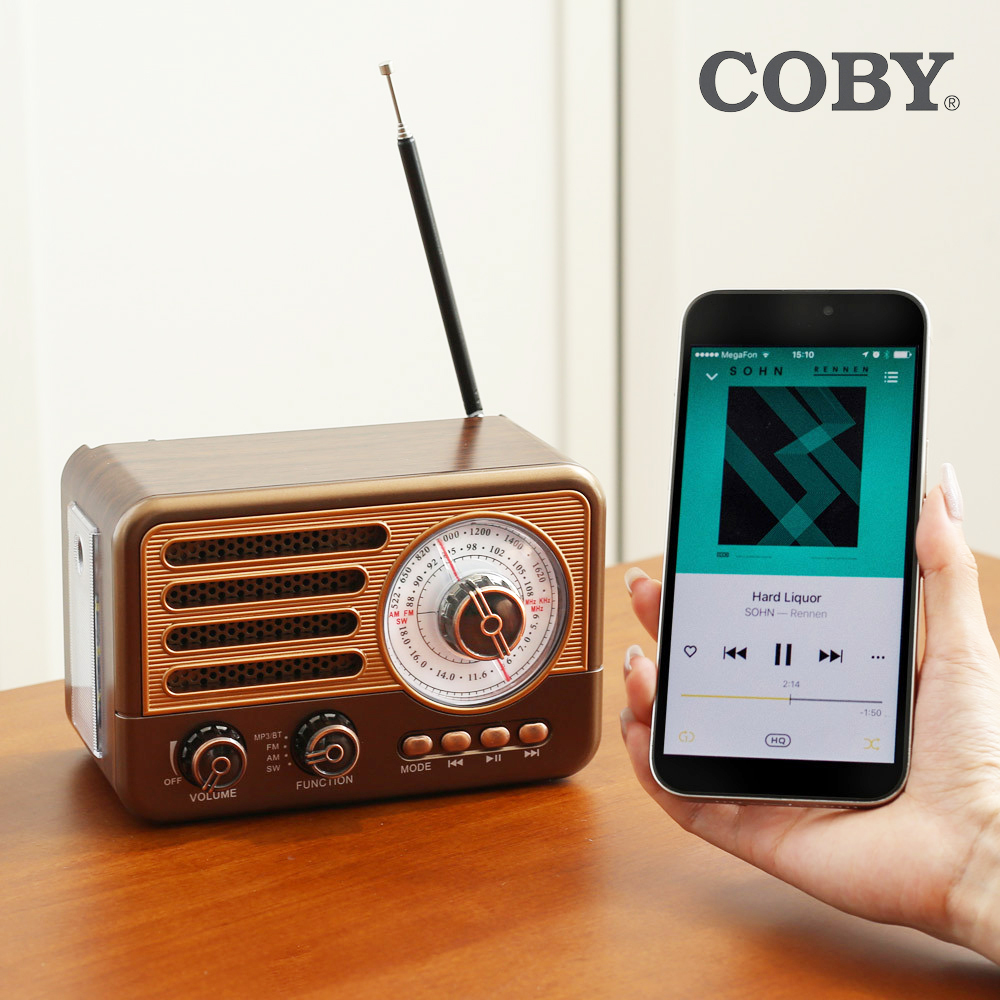 코비 COBY 레트로 클래식 블루투스 라디오 스피커 FM AM SW USB TF카드 LED CRF-20B - 상품 이미지