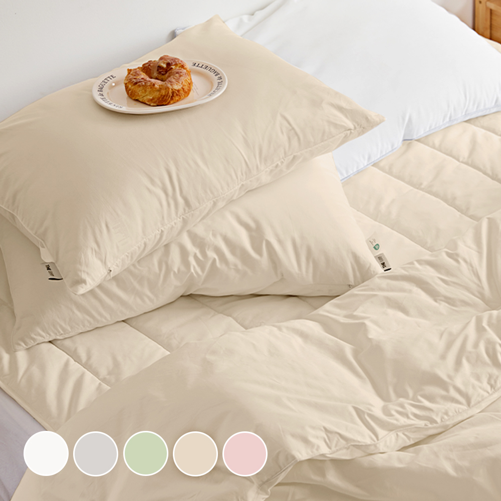 호텔 침구세트 사계절 광폭 60수 순면 패드 베개커버 이불 세트 크림피넛, 퀸/킹 (Q/K)