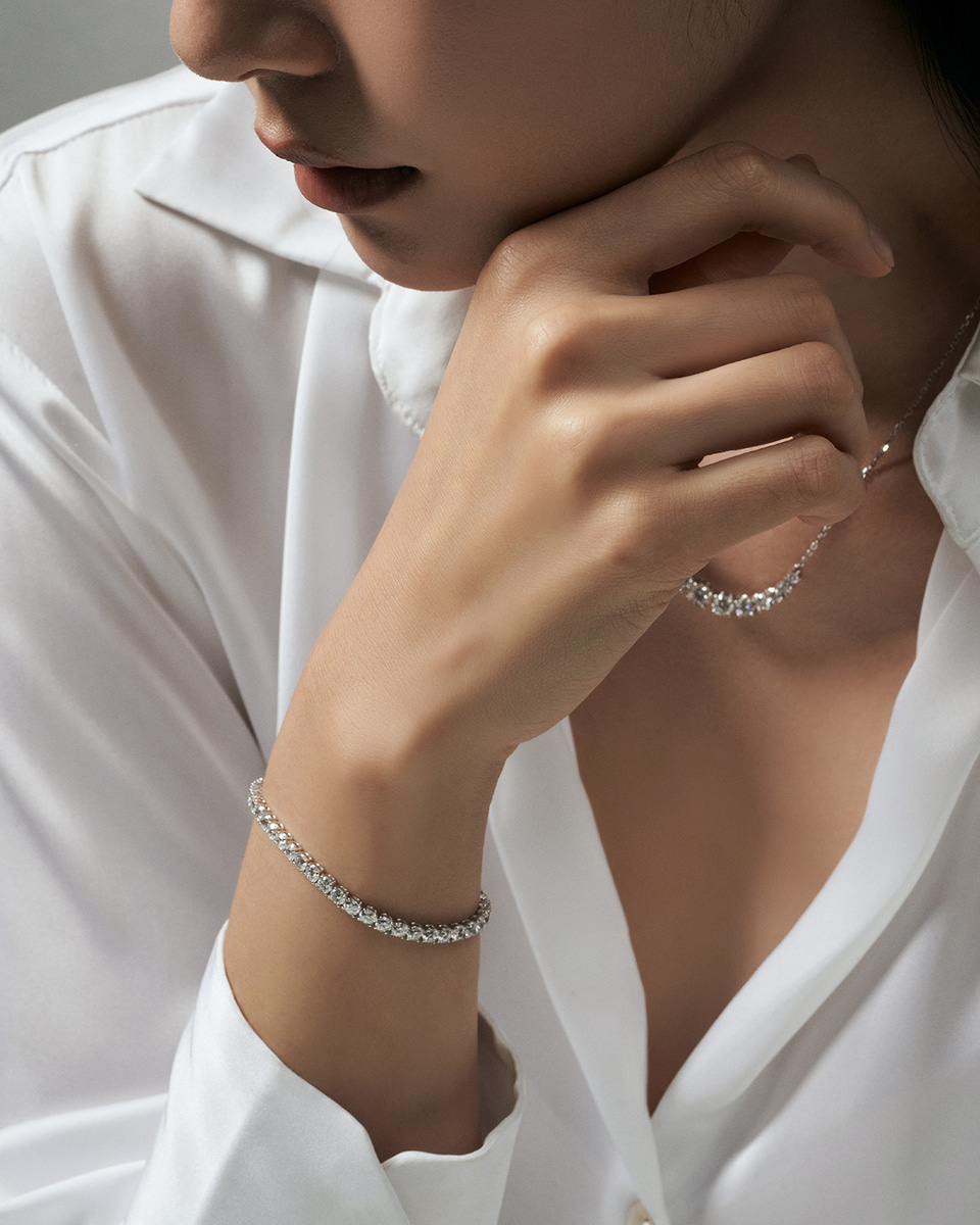 [바로배송] 1.5부 3.5mm 랩다이아몬드 테니스팔찌 4프롱 14K 18K - 상세 이미지 2