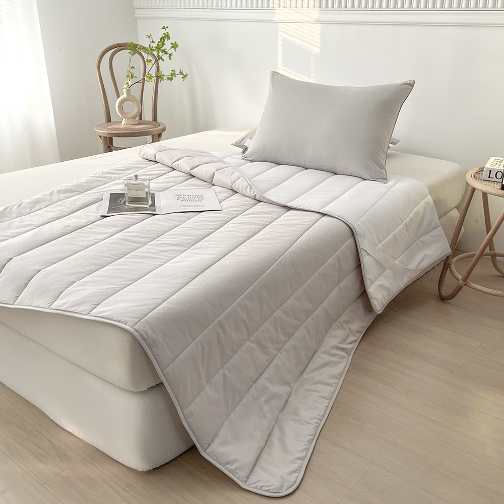 호텔 침구세트 사계절 광폭 60수 순면 패드 베개커버 이불 세트 연그레이, 라지킹/더블킹 (LK/KK)