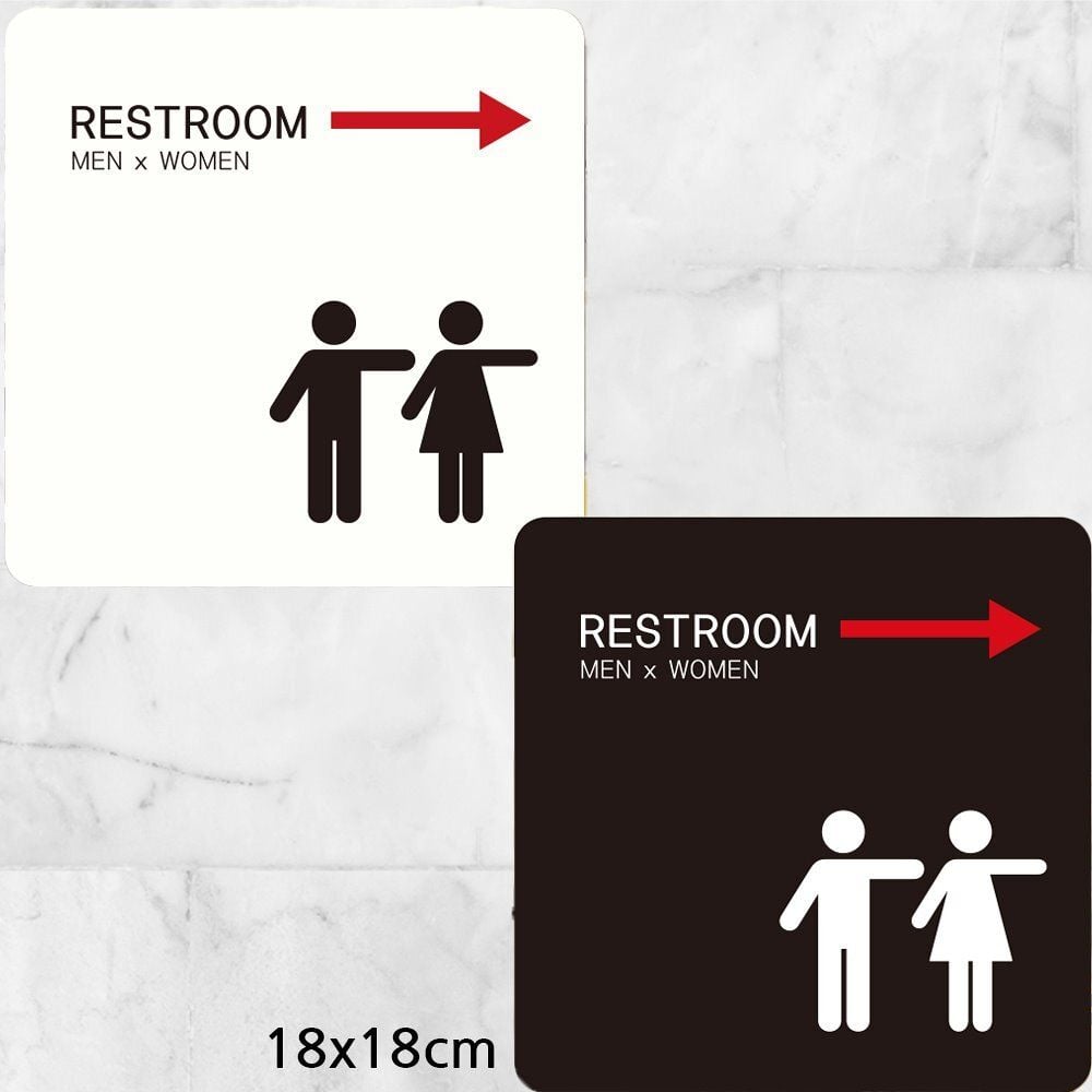 18x18cm 화이트 RESTROOM2 오른쪽 화살표 - 메인 이미지