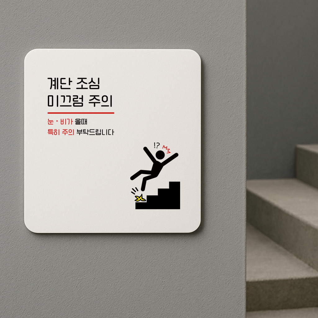계단 조심 표지판 미끄럼 주의 안전 안내판 161 100x100 - 상세 이미지 2