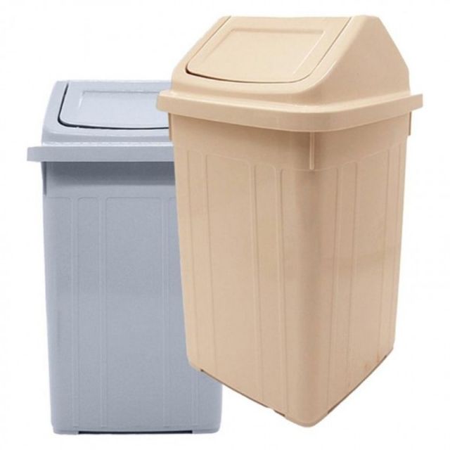 휴지통 45L 카페 사각 식당 1P 깔끔한 대용량 그레이 - 상품 이미지