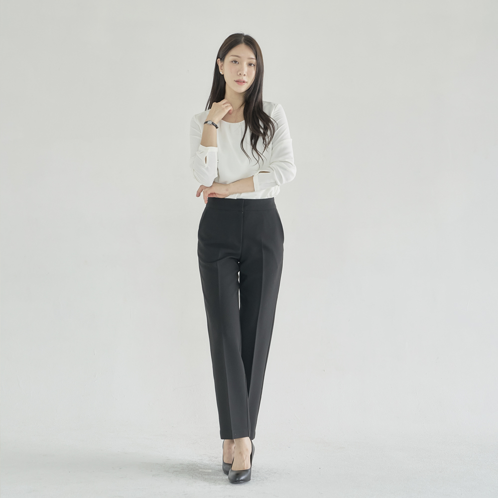 블랙 일자 바지 롱 슬림핏 [체스] - 상세 이미지 3