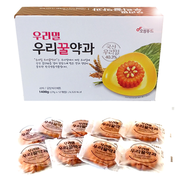 오성 우리밀 우리꿀약과 52개입(27gx52봉) 간편하고 맛좋은 영양간식 전통방식 달콤 부드러움 - 상품 이미지