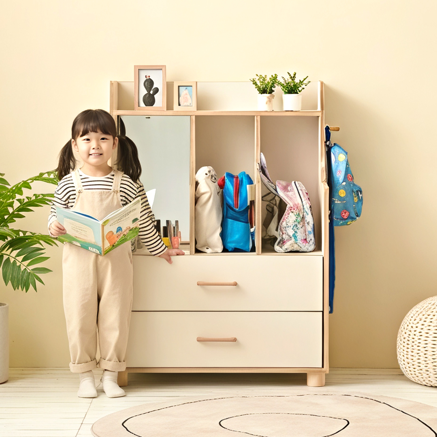 초등 화장대 가방걸이 초등학생 화장대 원목 손잡이 600