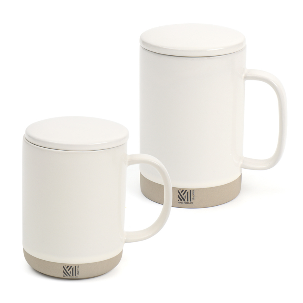 마시프렌치 뚜껑 머그세트 500ml / 350ml 크림아이보리 - 메인 이미지
