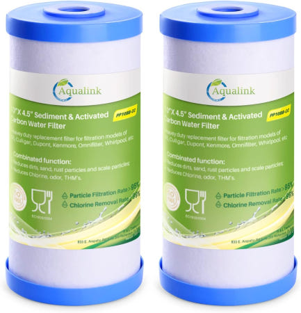 QUALINK PP10BB-CC 5 마이크론 10인치 x 4.5인치 온하우스 침전물 활성탄 정수 필터 교체용 GE FXHTC GXWH40L GXWH35F GNWH38S