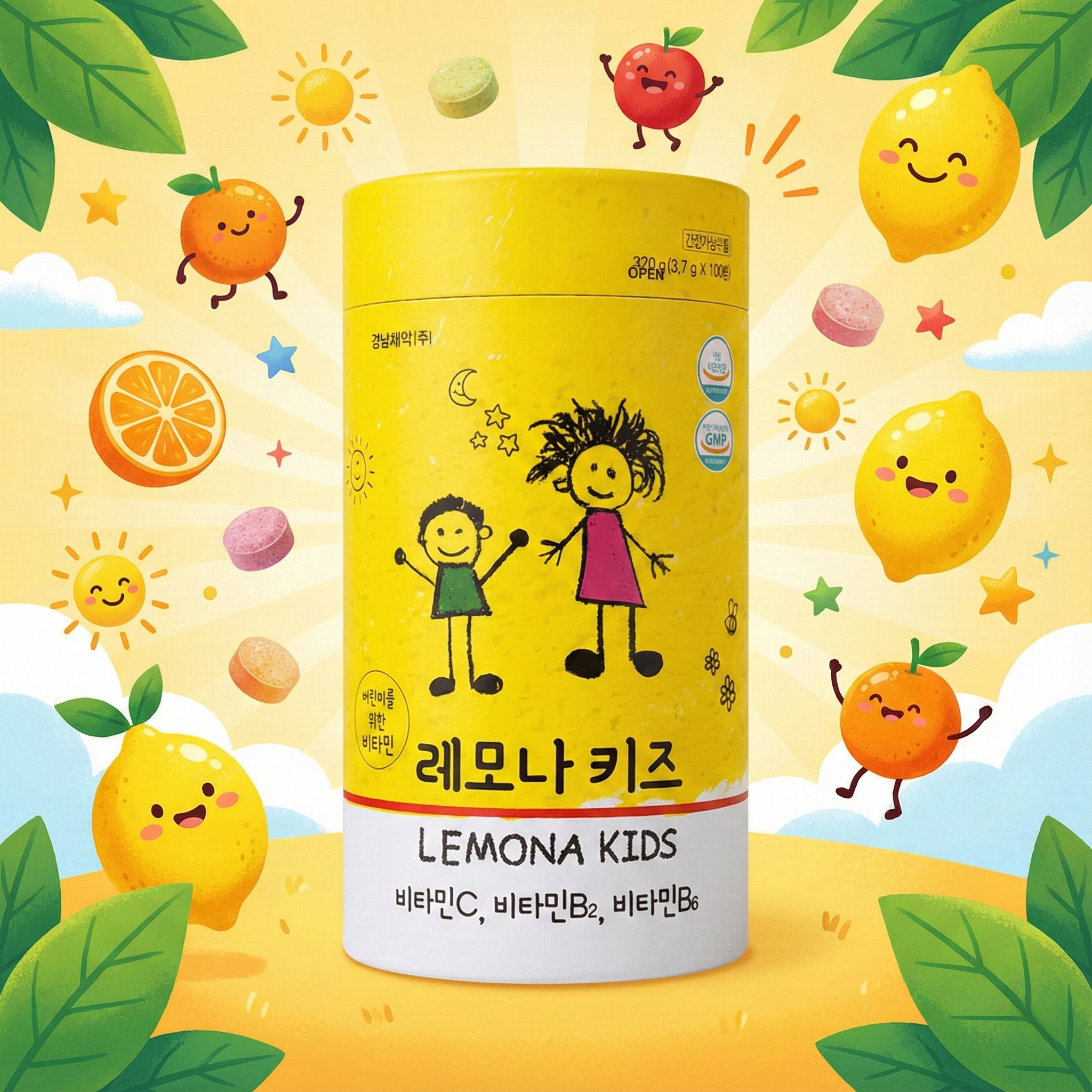 어린이 비타민 C 레모나키즈 츄어블 유아 아기 아이 영양제 간식 선물 아스코르빈산 100정 제품 이미지