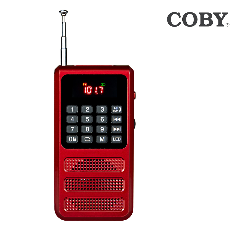코비 COBY 휴대용 블루투스 효도라디오 FM 라디오 스피커 TF카드 LED HY0100 레드 - 상세 이미지 4