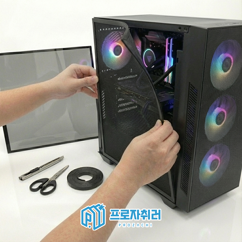 컴퓨터 먼지필터 자석 먼지망 메쉬 본체 케이스 팬 쿨러 방진 이미지 1