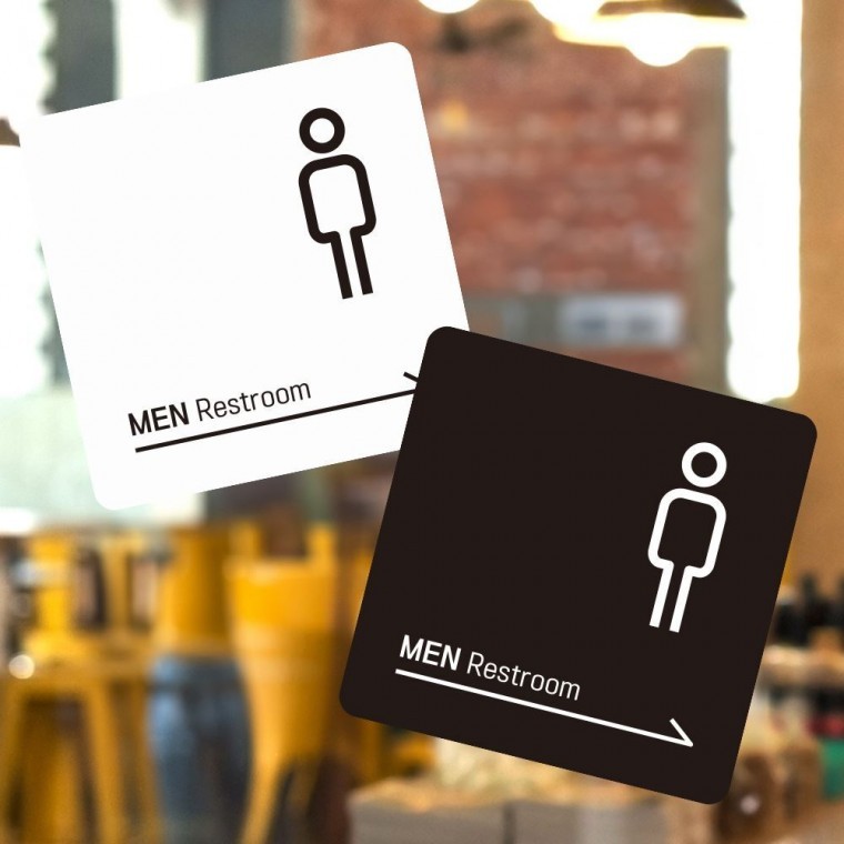 MEN Restroom 우측 부착형 사각 소형안내판 13x13cm - 메인 이미지