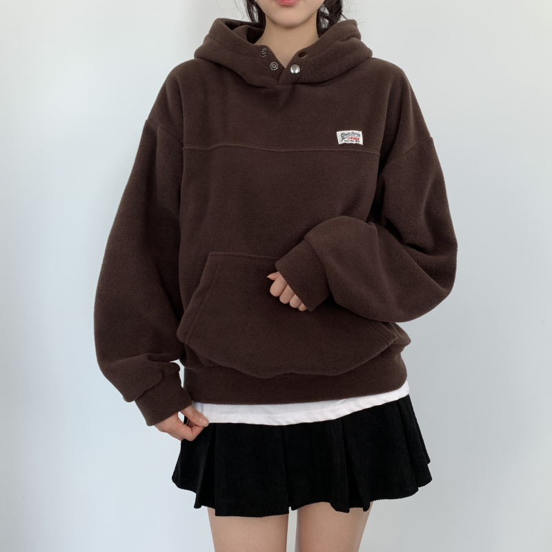 오버핏후드티 패치 터틀넥 기모티 - 상세 이미지 4