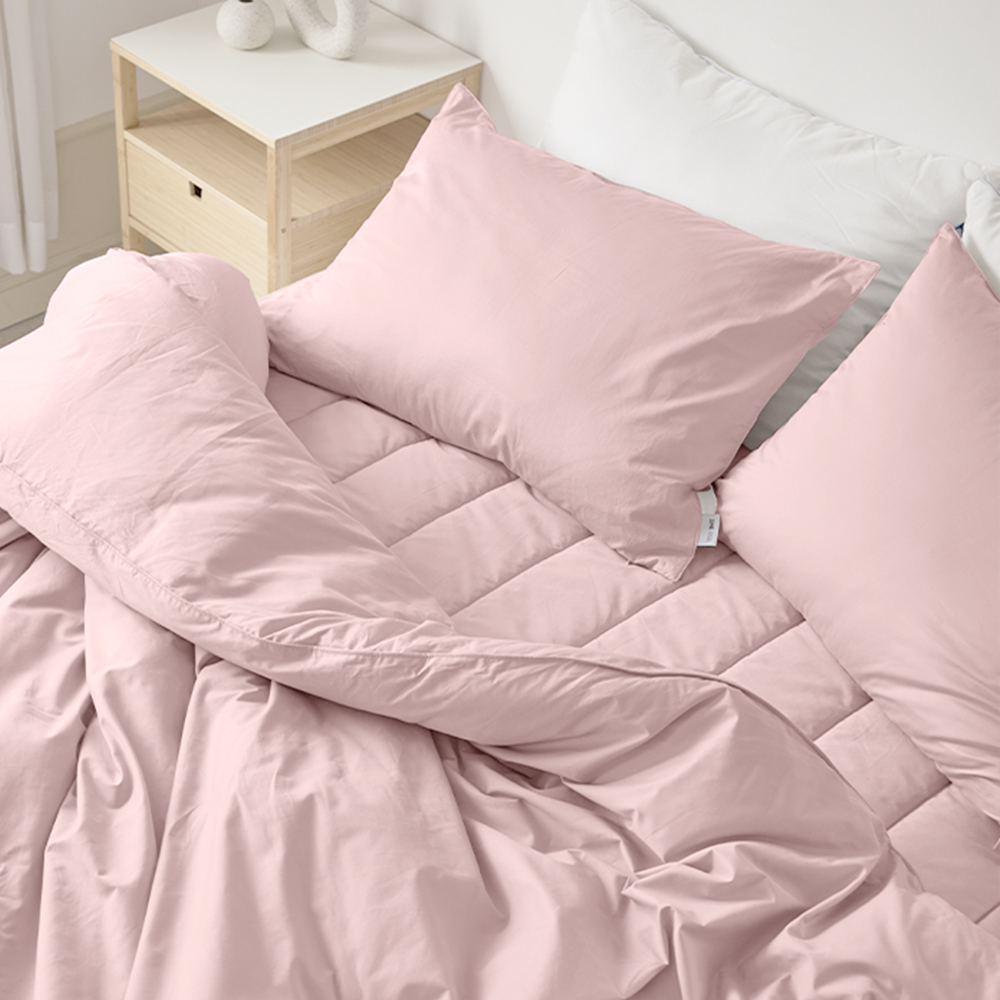 호텔 침구세트 사계절 광폭 60수 순면 패드 베개커버 이불 세트 베이비핑크, 퀸/킹 (Q/K)