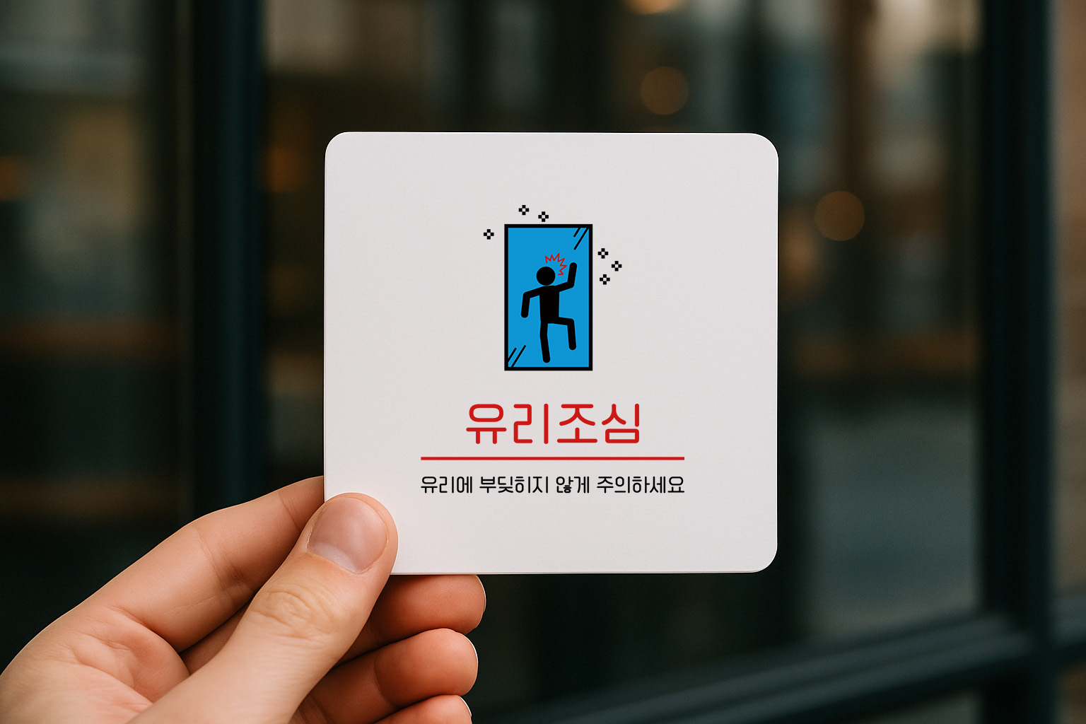 유리 조심 안내판 충돌 주의 안전 안내 180 100x100 - 상품 이미지