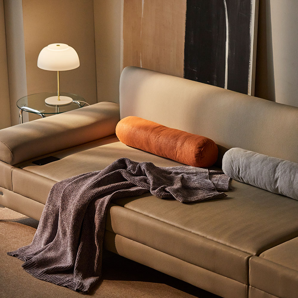 장인가구 비움 황토볼 온열 3인 패브릭 흙소파 +스프링보료