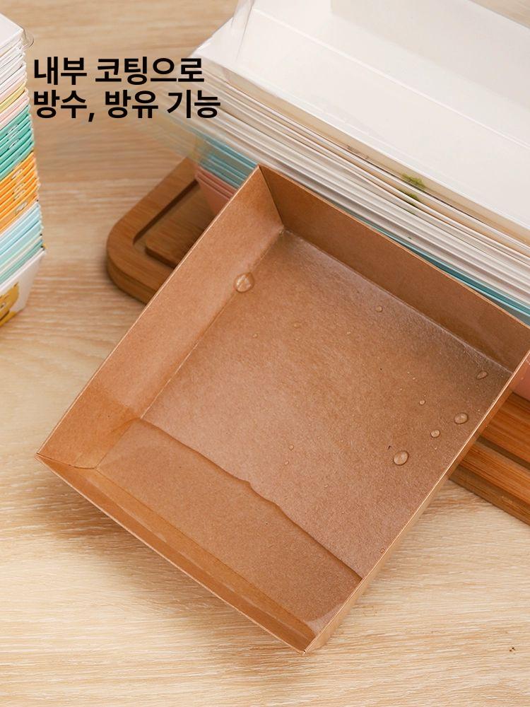 핫도그박스 포장용기 일회용 종이 직사각형 플라스틱 상자 100세트 직사각형 크래프트 100세트 초두꺼운 - 상세 이미지 3