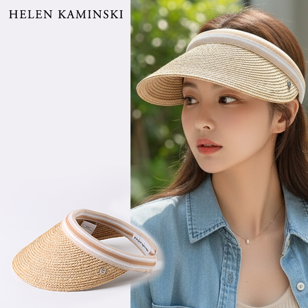 헬렌카민스키 여성모자 / 라피아 썬바이저 썬캡 / 자외선 차단 / 비앙카 네추럴/누가 스트라이프, OS - 상품 이미지