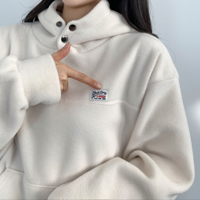 오버핏후드티 패치 터틀넥 기모티 - 상세 이미지 2
