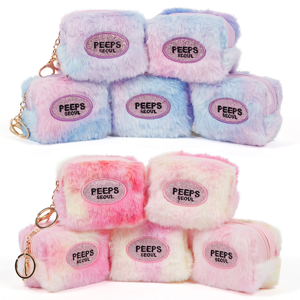PEEPS Pastel Fur Pouch(Pink / Violet) 키링 파우치 - 메인 이미지