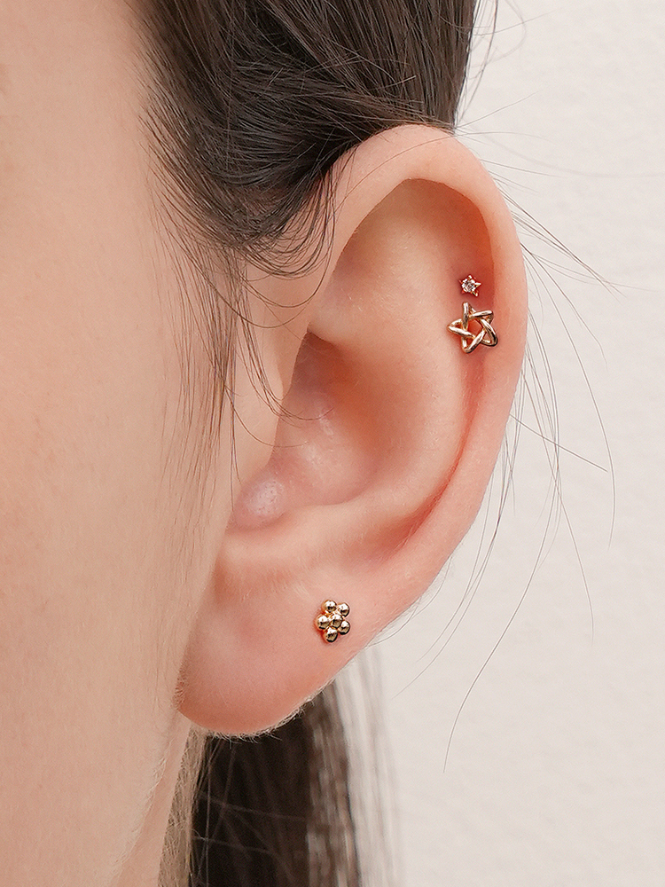 [0.8mm]14K 인터널 별 포인트 라블렛 피어싱 귀걸이 이미지 7