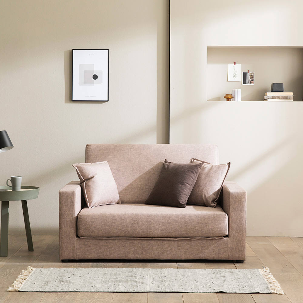 장인가구 마리 패브릭패턴 FPL가죽 2인용 쇼파 접이식 소파베드