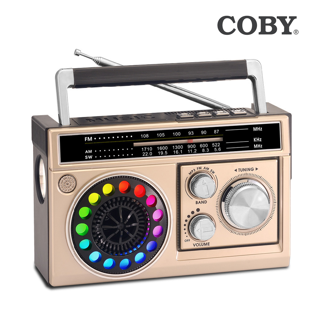 코비 COBY 디스코 라디오 블루투스 스피커 RGB라이팅 LED손전등 FM AM SW USB TF카드 CRF30B - 상세 이미지 2