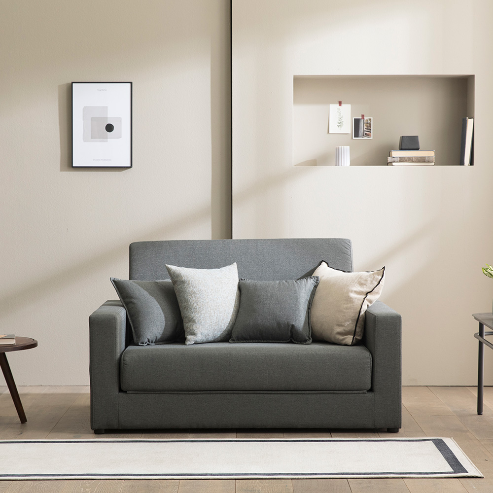 장인가구 마리 패브릭패턴 FPL가죽 2인용 쇼파 접이식 소파베드