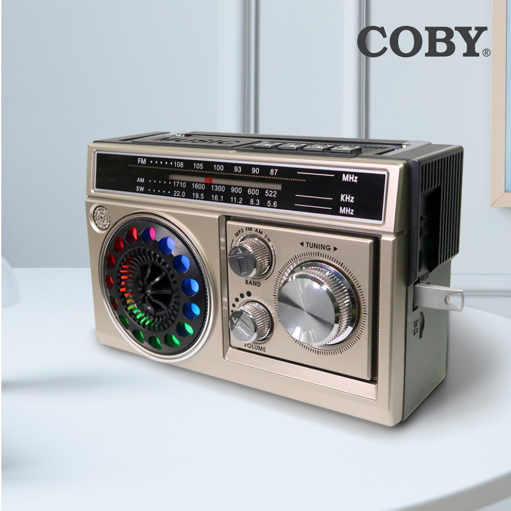 코비 COBY 디스코 라디오 블루투스 스피커 RGB라이팅 LED손전등 FM AM SW USB TF카드 CRF30B - 상세 이미지 4