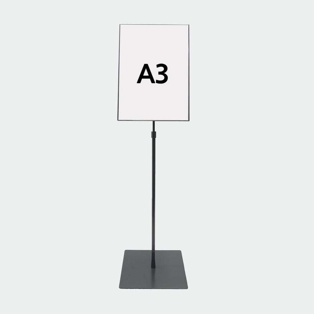 사인스탠드 A3 슬림판넬 삽입식 진회색 사각베이스 - 메인 이미지
