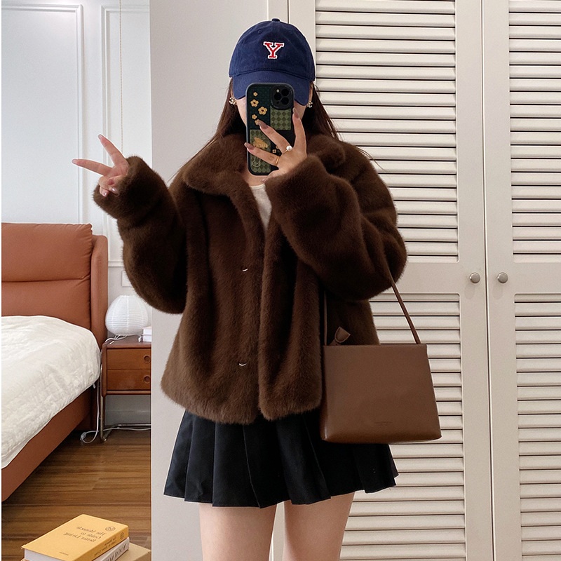 여성 인조 밍크 코트 겨울 스탠드칼라 밍크퍼 자켓 - 상세 이미지 3