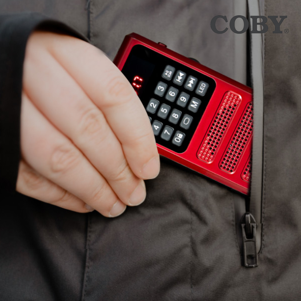 코비 COBY 휴대용 블루투스 효도라디오 FM 라디오 스피커 TF카드 LED HY0100 레드 - 상세 이미지 2