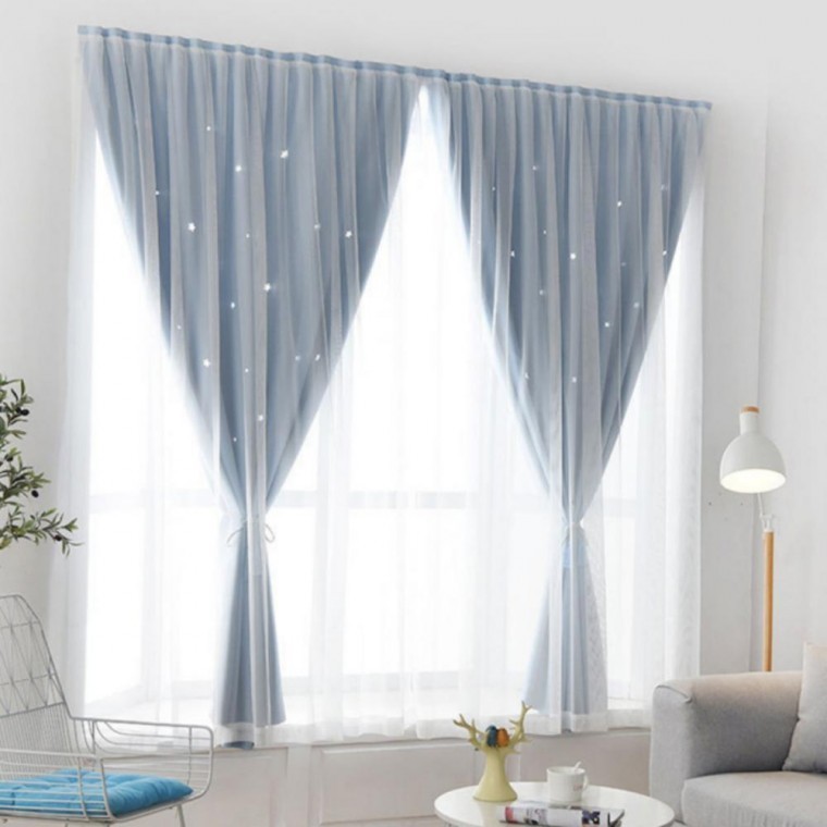 암막커튼 붙이는 펀칭 무타공커튼 펀칭암막커튼 커튼 블루