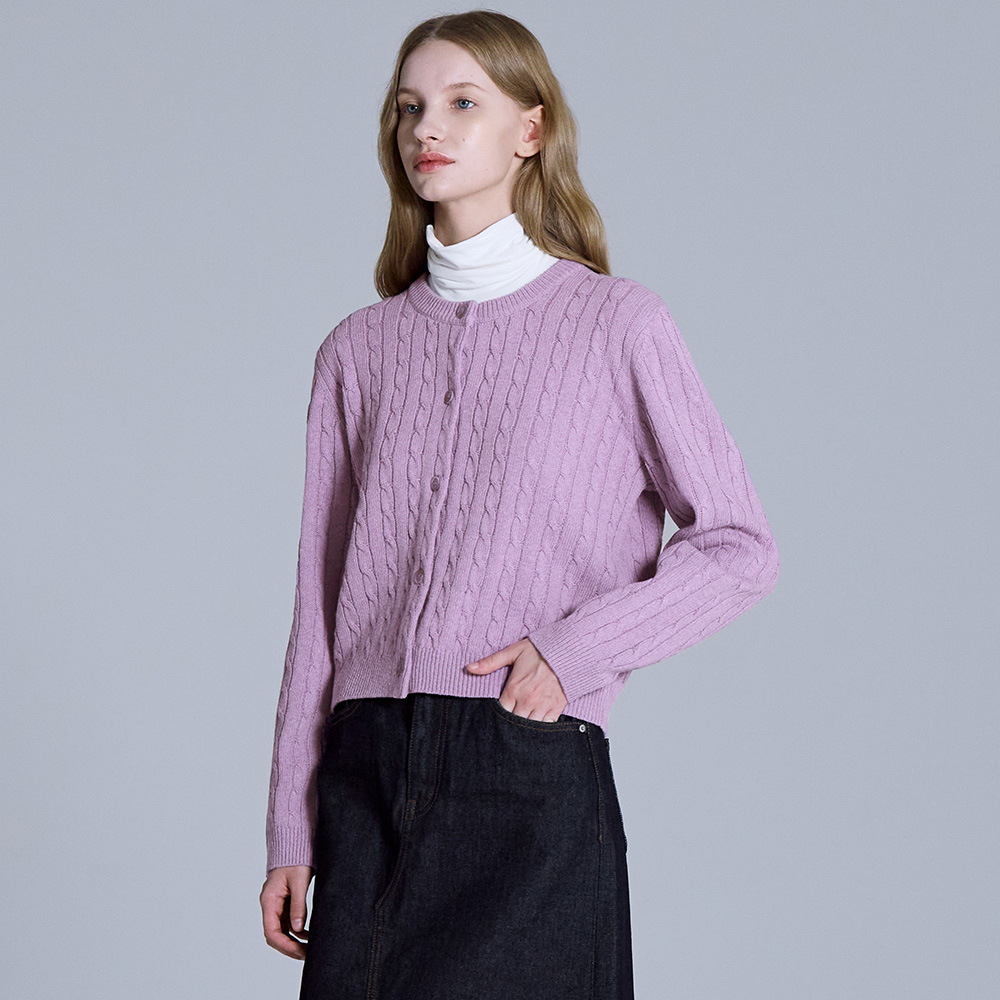 베이직하우스 여성 케이블 크롭 가디건