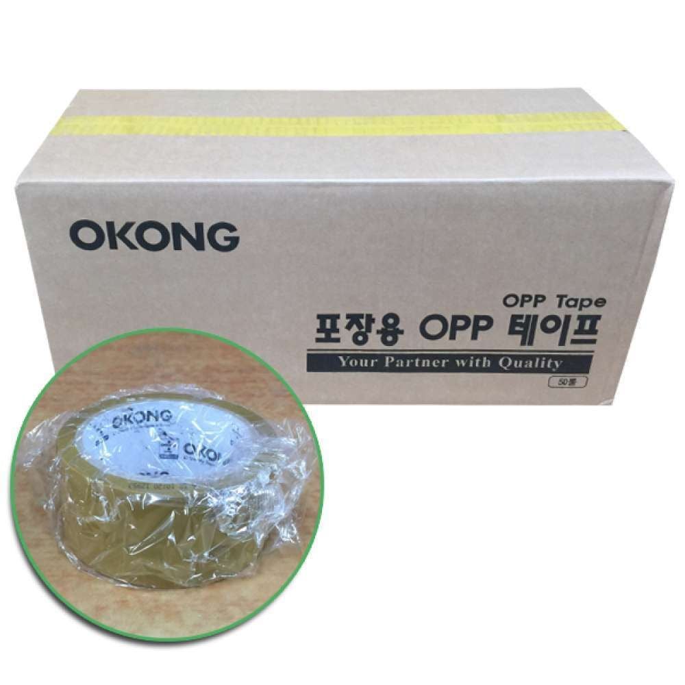 오공 포장용 OPP 테이프 미색 48mm x 38M 1BOX 50개입 - 상품 이미지