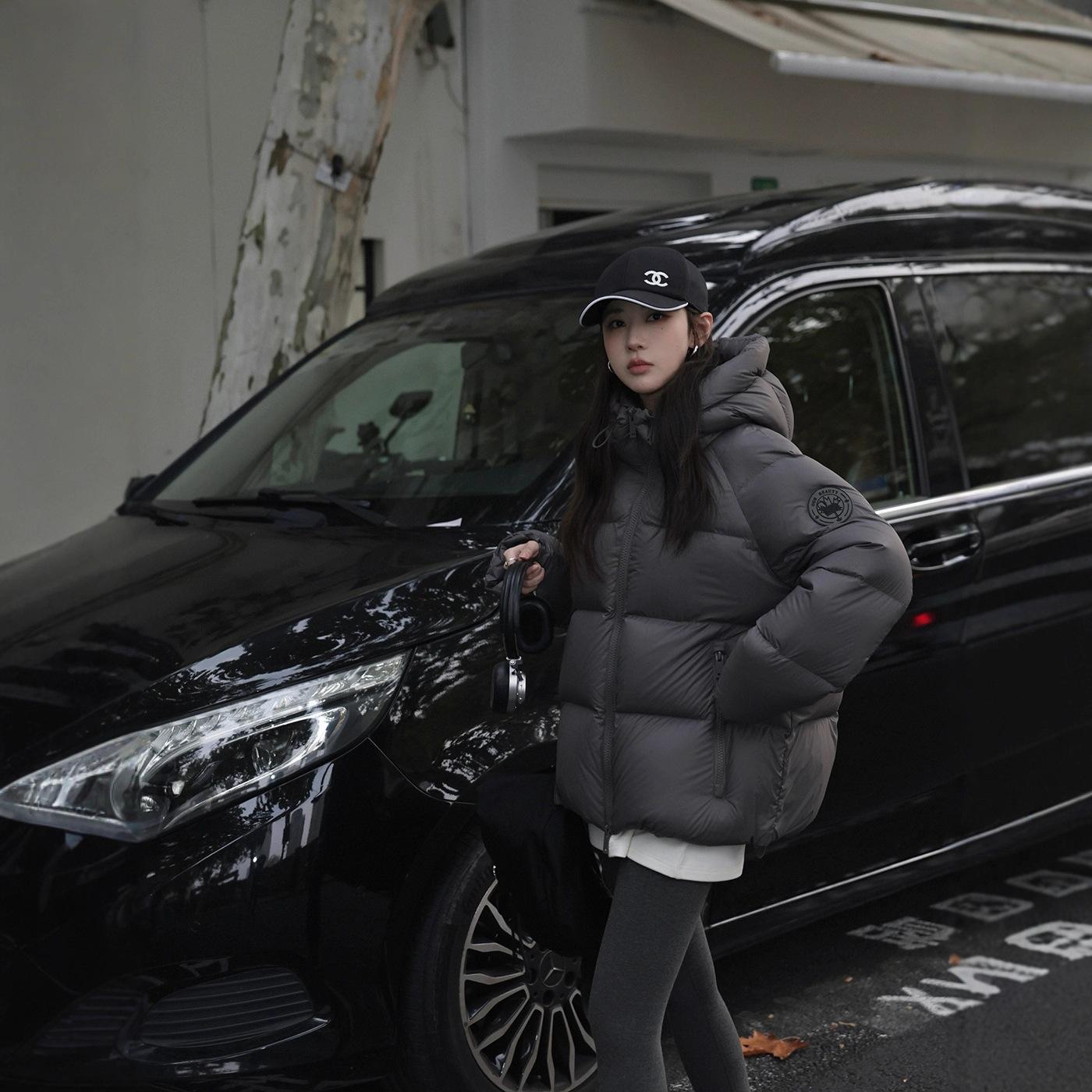 여성용 블랙 라벨 오리털 다운 후드 자켓 패딩 소프트 스타일 - 상세 이미지 2