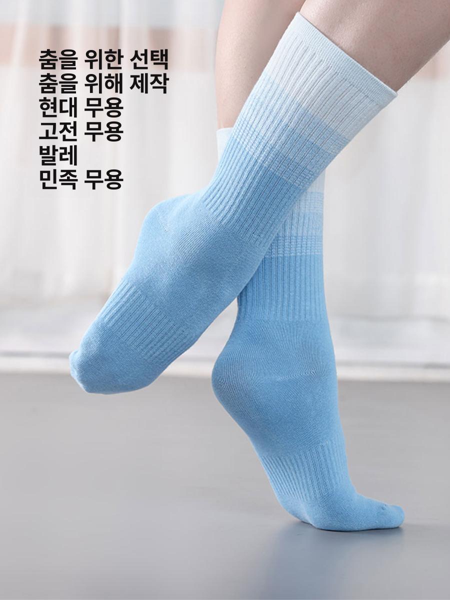 여성 발레코어 롱삭스 무압박 긴목 무용 연습용 컬러 그라데이션 - 상세 이미지 2