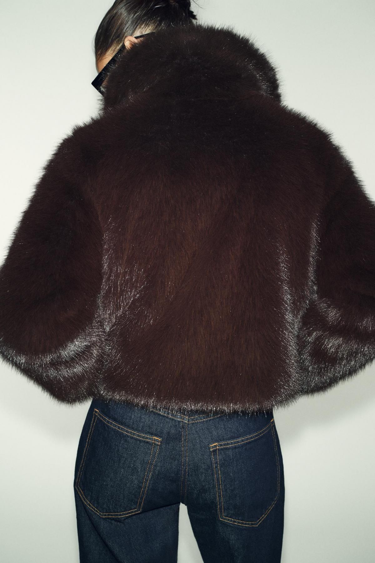 자라 페이크 퍼 클래식 칼라 자켓 6318/285 BROWN 이미지 8