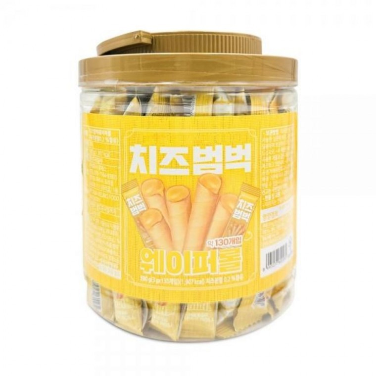 치즈 범벅 웨이퍼롤 390g 130개 1통 대용량 수입과자 커피 간식 - 메인 이미지