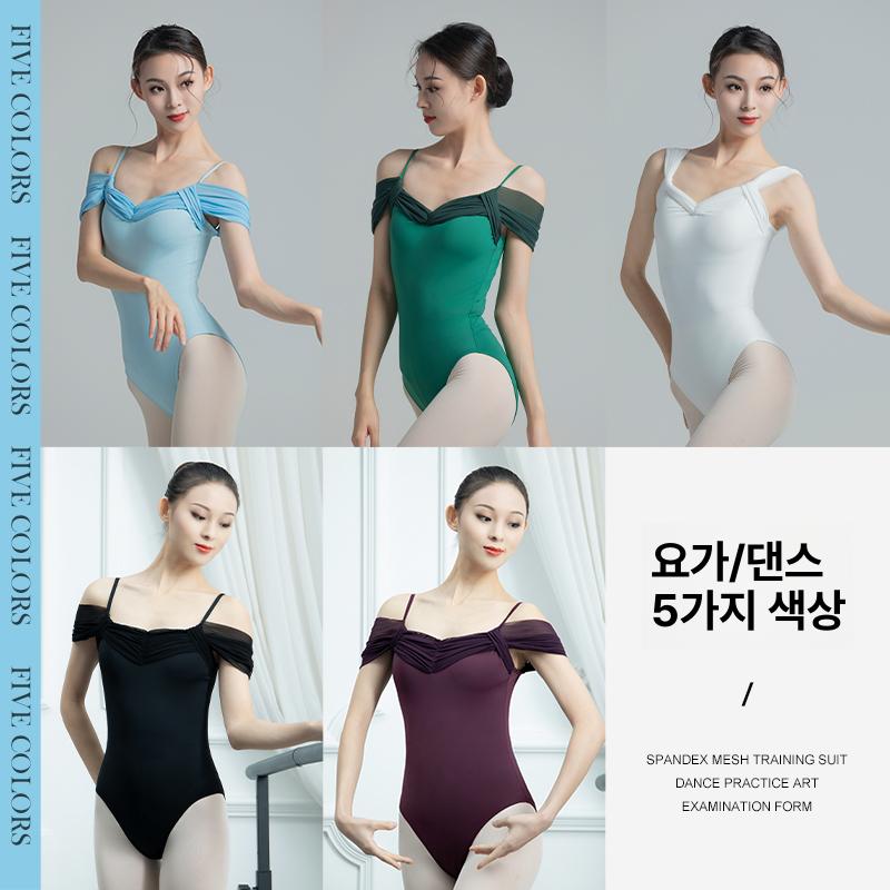 여성 성인용 발레복 발레레오타드 이중 레이어 슬립백 원피스 - 상세 이미지 4